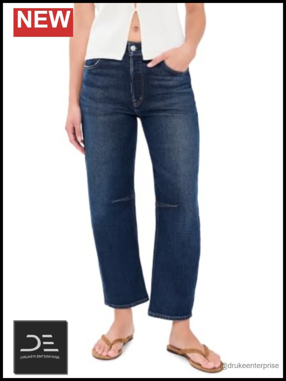 Darted Barrel-Leg High Rise Jeans 30